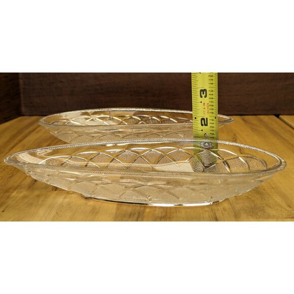 Vintage Retro Teardrop Glass Side Candy Relish Vegetable Dishes Clear Embossed - Picture 10 of 10